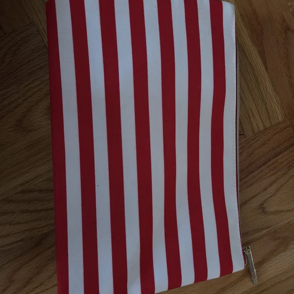 Lancome Red and White Striped Cosmetic Bag - Picture 2 of 6